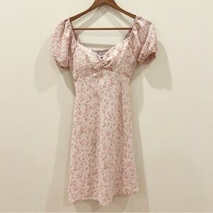 No Boundaries Dress Womens Extra Small Pink Dainty Floral Babydoll Y2K Smocked